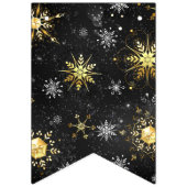 Xmas Golden Snowflakes op zwarte achtergrond Vlaggetjes (Tweede vlag)