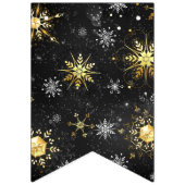 Xmas Golden Snowflakes op zwarte achtergrond Vlaggetjes (Eerste vlag)