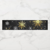 Xmas Golden Snowflakes op zwarte achtergrond Waterfles Etiket (Enkel label)