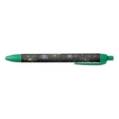Xmas Golden Snowflakes op zwarte achtergrond Zwarte Inkt Pen (Bodem)