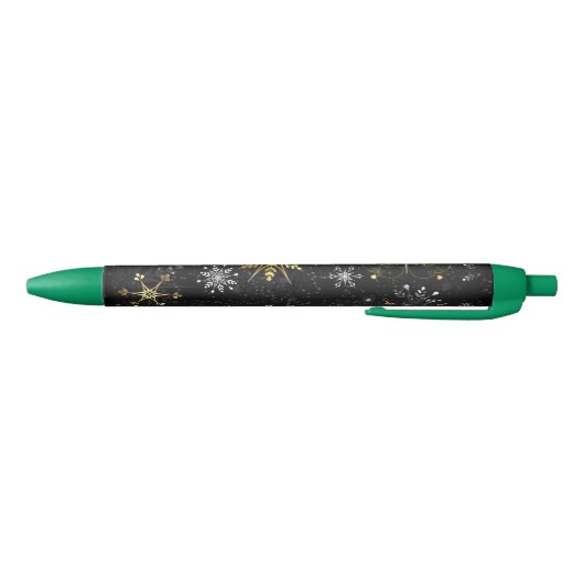 Xmas Golden Snowflakes op zwarte achtergrond Zwarte Inkt Pen (Bodem)