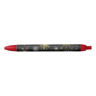 Xmas Golden Snowflakes op zwarte achtergrond Zwarte Inkt Pen