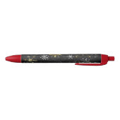Xmas Golden Snowflakes op zwarte achtergrond Zwarte Inkt Pen (Bodem)