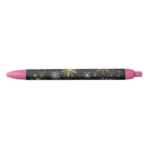 Xmas Golden Snowflakes op zwarte achtergrond Zwarte Inkt Pen