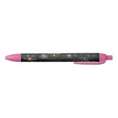 Xmas Golden Snowflakes op zwarte achtergrond Zwarte Inkt Pen (Bodem)