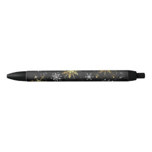 Xmas Golden Snowflakes op zwarte achtergrond Zwarte Inkt Pen