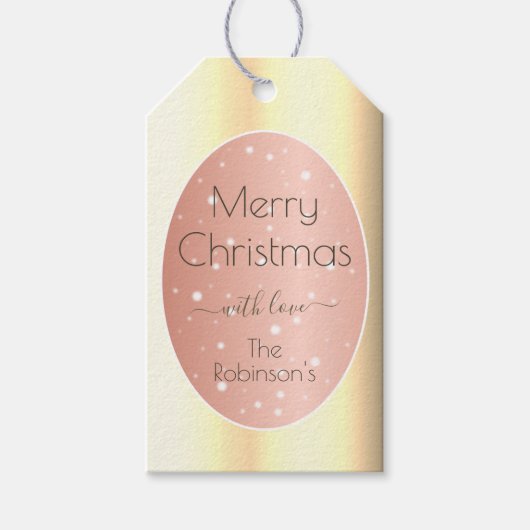 Xmas Goud Roze Koele Kalligrafie Script handtekeni Cadeaulabel (Voorkant)