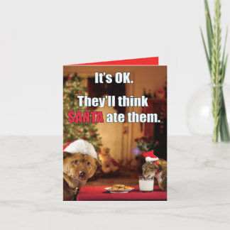 Xmas Grappige Kat en Hond - Denk dat de Kerstman h Feestdagen Kaart
