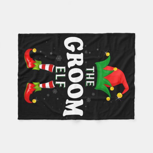 Xmas Groom Elf Familie Matching Kerstmis Pyjama Fleece Deken (Voorkant (Horizontaal))