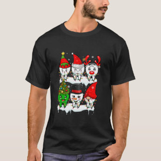 Xmas Group Santa Reindeer Elf Teeth Dentist Job De T-shirt