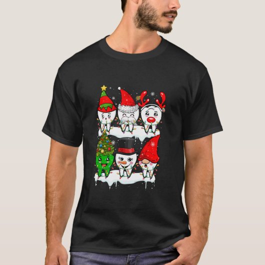 Xmas Group Santa Reindeer Elf Teeth Dentist Job De T-shirt (Voorkant)