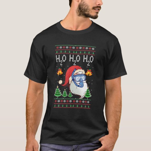 Xmas H2O H2O H2O Santa Scuba duiken lelijke kerst T-shirt (Voorkant)