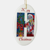 XMAS H LETTER/SANTA CLAUS MET VIOLIN MONOGRAM KERAMISCH ORNAMENT (Rechts)
