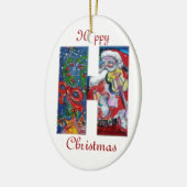 XMAS H LETTER/SANTA CLAUS MET VIOLIN MONOGRAM KERAMISCH ORNAMENT (Links)
