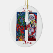 XMAS H LETTER/SANTA CLAUS MET VIOLIN MONOGRAM KERAMISCH ORNAMENT (Rechts)