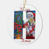 XMAS H LETTER/SANTA CLAUS MET VIOLIN MONOGRAM KERAMISCH ORNAMENT (Links)