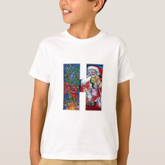 XMAS H LETTER/SANTA CLAUS MET VIOLIN MONOGRAM T-SHIRT (Voorkant)
