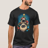 Xmas Himalayan Cat Pile Up Christmas Tree T-shirt (Voorkant)