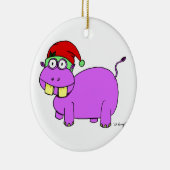 Xmas Hippo Circle Ornament - Rood (Rechts)