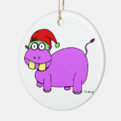 Xmas Hippo Circle Ornament - Rood (Links)