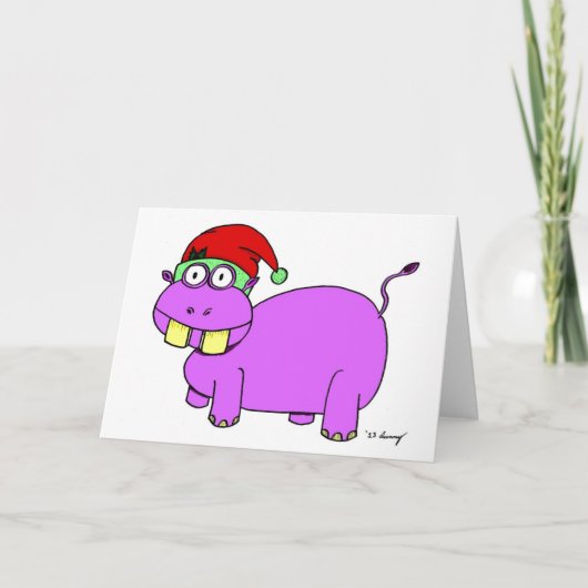 Xmas Hippo Kerstmis Kaart (Voorkant)