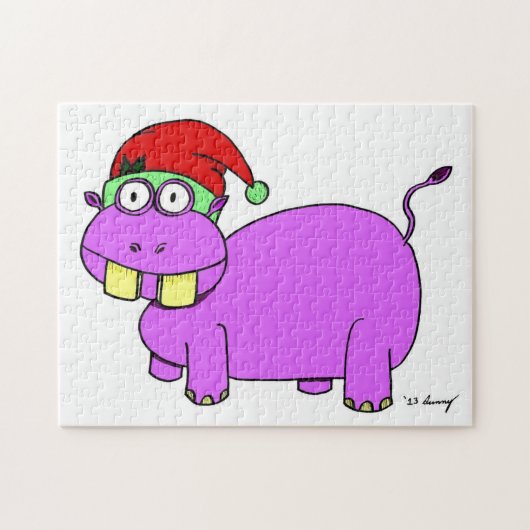 Xmas Hippo Puzzle Legpuzzel (Horizontaal)