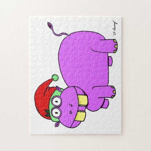 Xmas Hippo Puzzle Legpuzzel (Verticaal)