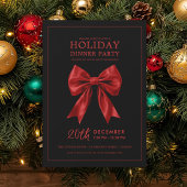 Xmas Holiday Dinner Party Red Satin Bow Black  Kaart
