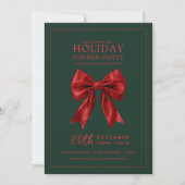 Xmas Holiday Dinner Party Red Satin Bow Green  Kaart (Voorkant)