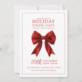 Xmas Holiday Dinner Party Red Satin Bow  Kaart (Voorkant)