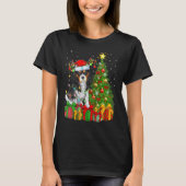 Xmas Holiday Licht Santa English Setter Dog Chris T-shirt (Voorkant)