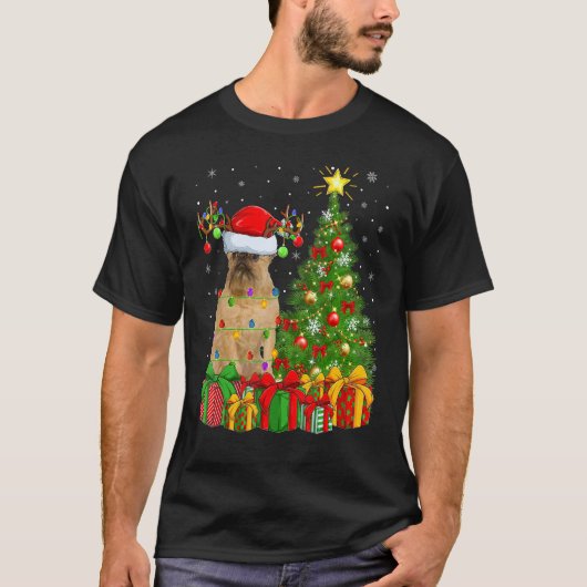 Xmas Holiday Light Santa Brussels Griffon Dog Chri T-shirt (Voorkant)