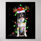 Xmas Holiday Lighting Santa Border Collie Dog Chri Poster (Voorkant)