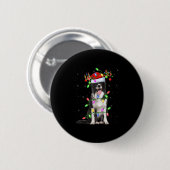 Xmas Holiday Lighting Santa Border Collie Dog Chri Ronde Button 5,7 Cm (Voorkant /achterkant)