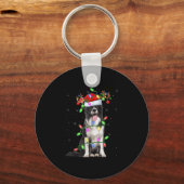 Xmas Holiday Lighting Santa Border Collie Dog Chri Sleutelhanger (Voorkant)