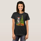 Xmas Holiday Lights Santa Bearded Collie Dog Chris T-shirt (Voorkant volledig)