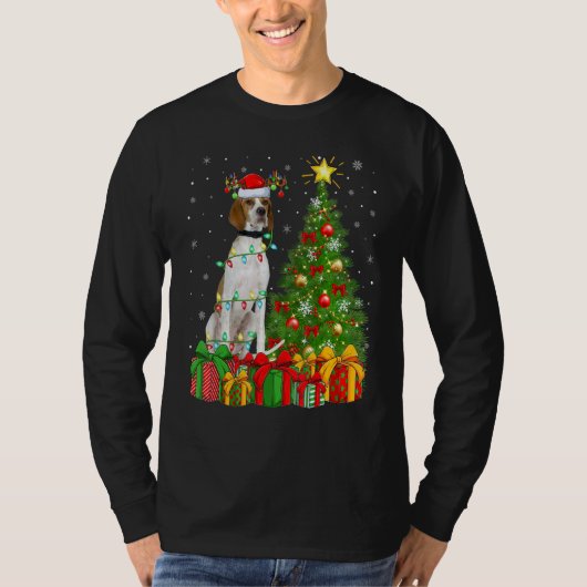Xmas Holiday Lights Santa English Pointer Dog Chri T-shirt (Voorkant)