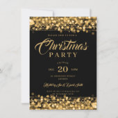 Xmas Holiday Party Gold String Lights Kaart (Voorkant)