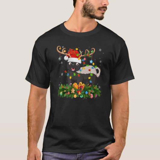 Xmas Holiday Reindeer Hat Santa Badger Christmas   T-shirt (Voorkant)