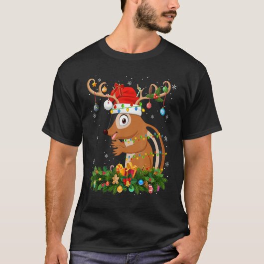 Xmas Holiday Reindeer Hat Santa Chipmunk Christmas T-shirt (Voorkant)