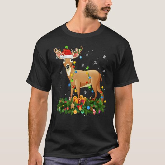 Xmas Holiday Reindeer Hat Santa Deer Christmas T-shirt (Voorkant)