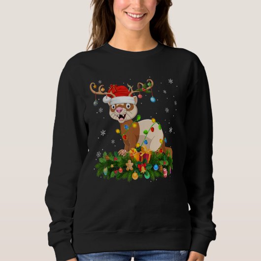 Xmas Holiday Reindeer Hat Santa Ferret Christmas Trui (Voorkant)