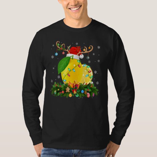 Xmas Holiday Reindeer Hat Santa Lemon Christmas T-shirt (Voorkant)
