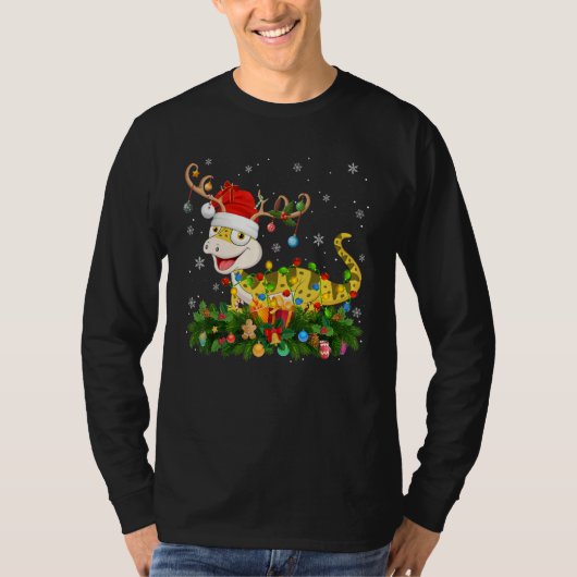 Xmas Holiday Reindeer Hat Santa Lizard Christmas T-shirt (Voorkant)