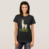 Xmas Holiday Reindeer Hat Santa Llama Christmas T-shirt (Voorkant volledig)