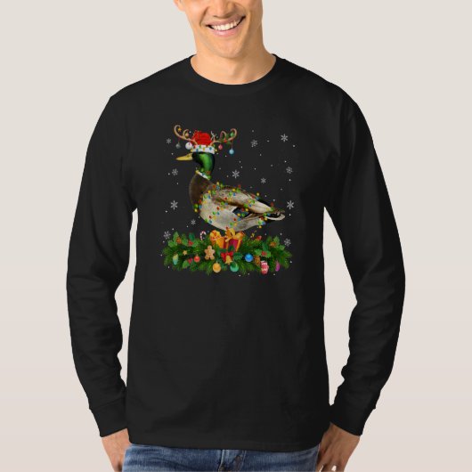 Xmas Holiday Reindeer Hat Santa Mallard Bird Chris T-shirt (Voorkant)