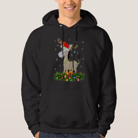 Xmas Holiday Reindeer Hat Santa Mule Christmas Hoodie (Voorkant)