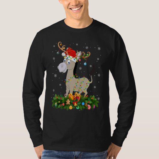 Xmas Holiday Reindeer Hat Santa Mule Christmas T-shirt (Voorkant)