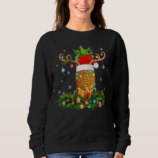 Xmas Holiday Reindeer Hat Santa Pineapple Fruit Ch Trui (Voorkant)