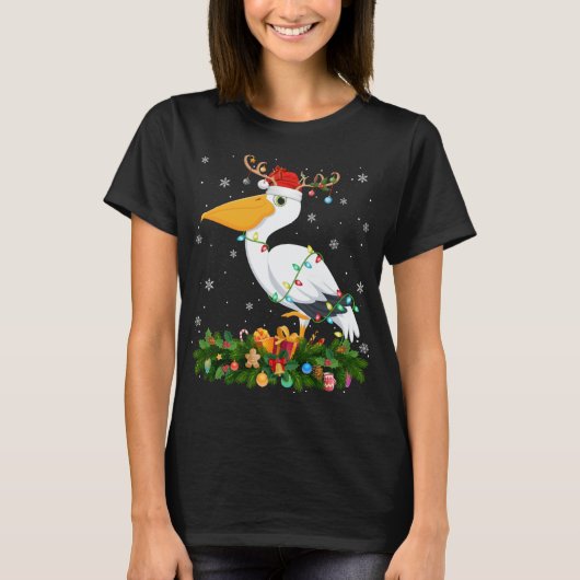 Xmas Holiday Reindeer Pet Santa Pelican Bird Chris T-shirt (Voorkant)